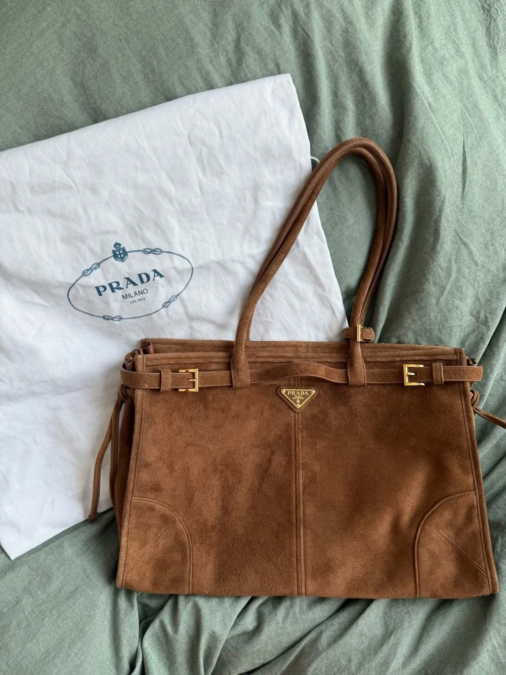 Prada Brown Bonnie Large Suede Handbag